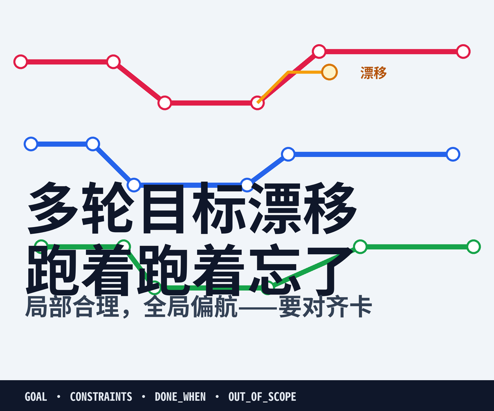 多轮对话里的「目标漂移」：Agent 跑着跑着忘了你要什么
